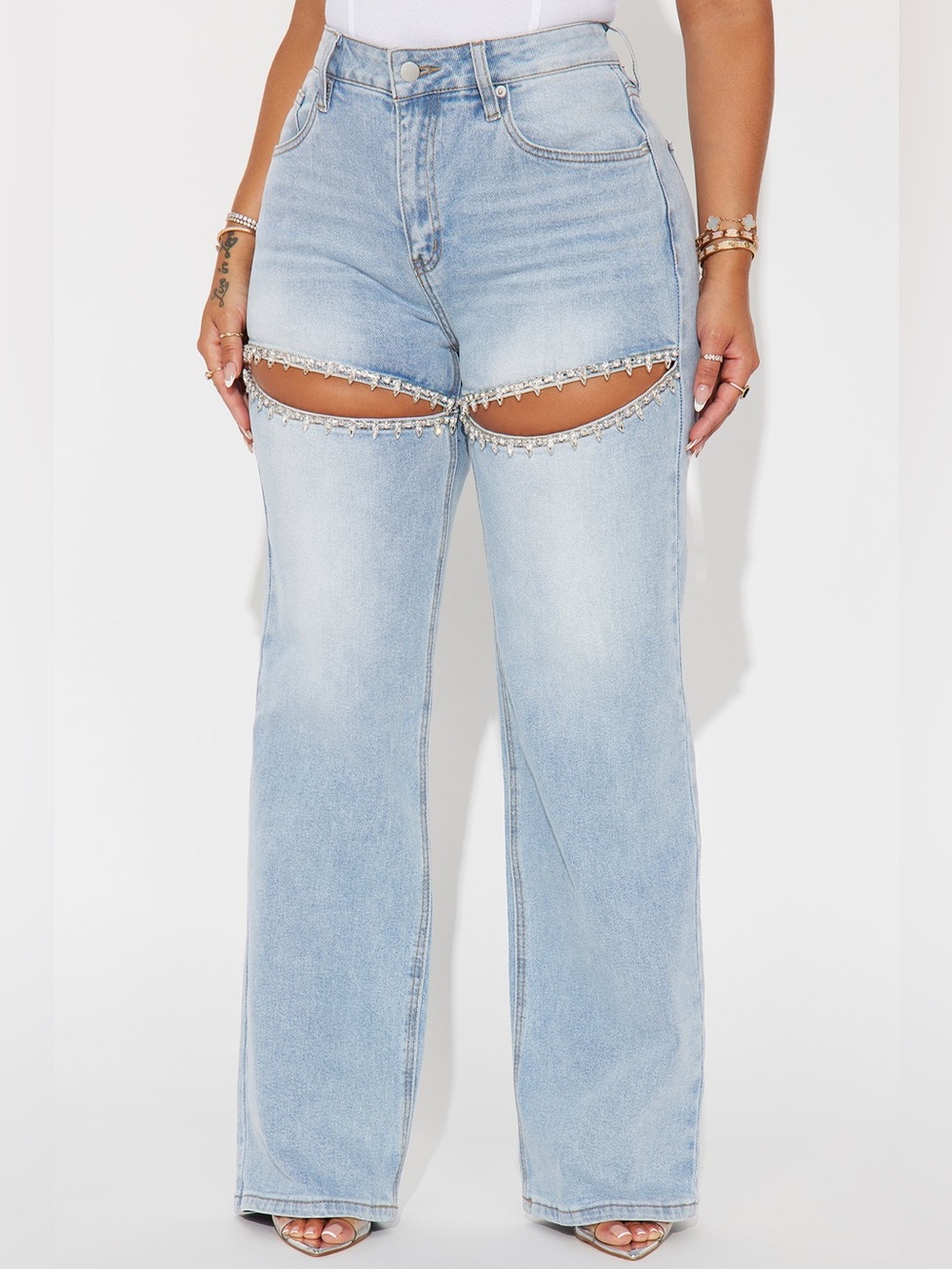 Fashion Nova Cut Out Diamond You Belong With Me Jeans, Size 11